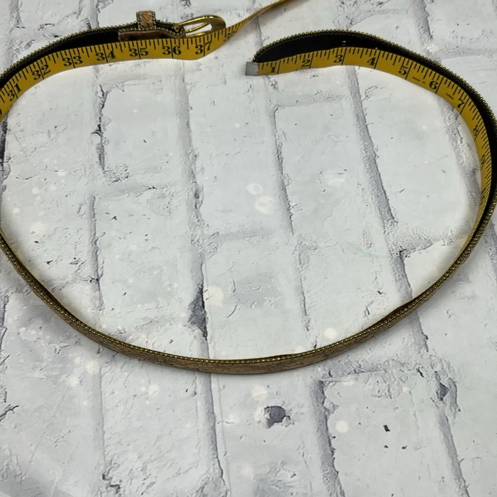Absolutely Fresh Vintage Bonded Leather Belt Cork Print Metallic Flecks Beaded
